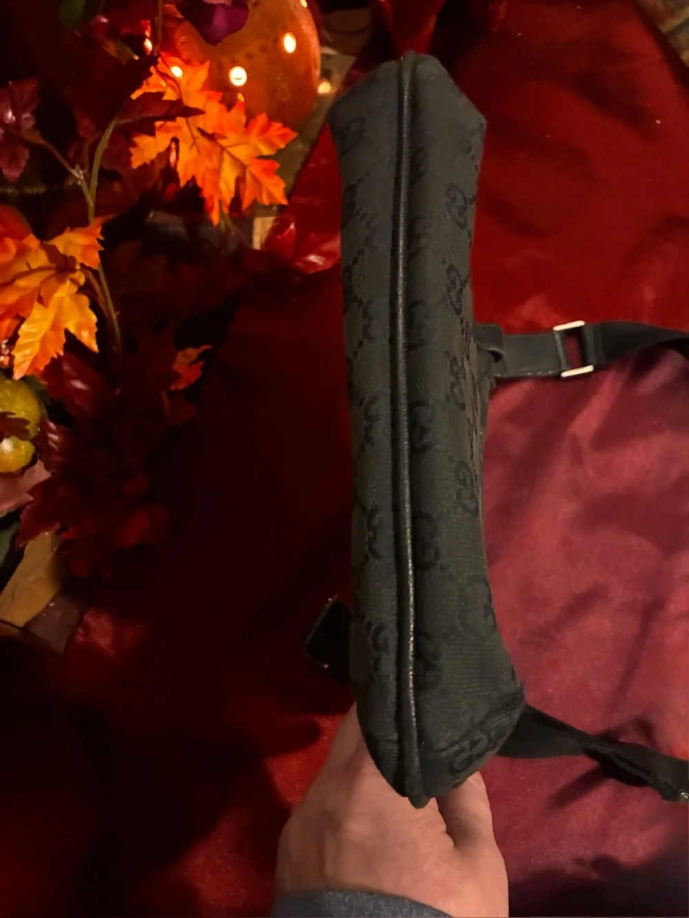 Gucci Black Monogram Messenger Bag with Adjustable Strap